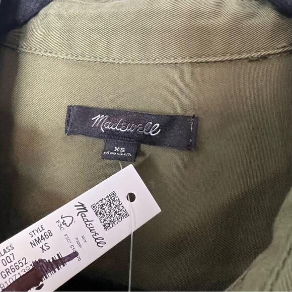 Madewell Green Chino Button Down Mini Shirtdress XS - Picture 3 of 6